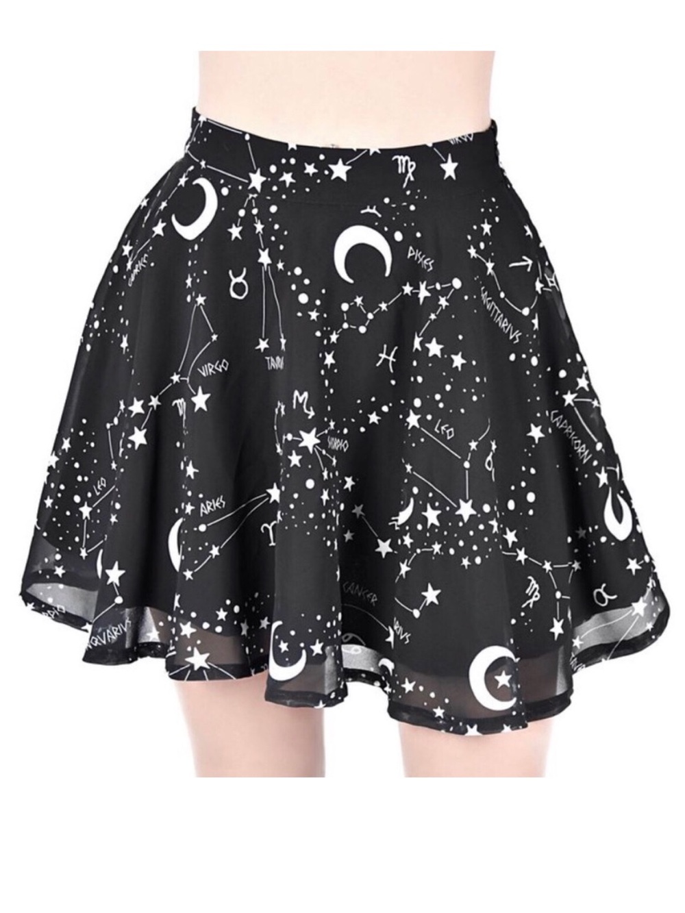 Killstar Milky Way Celestial Zodiac Star Moon Universe Chiffon Black Skirt Sz S